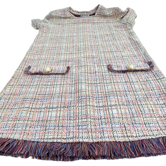 ZARA Trafaluc 'Sonia' Pink Tweed Mini Dress size L - Picture 6 of 15